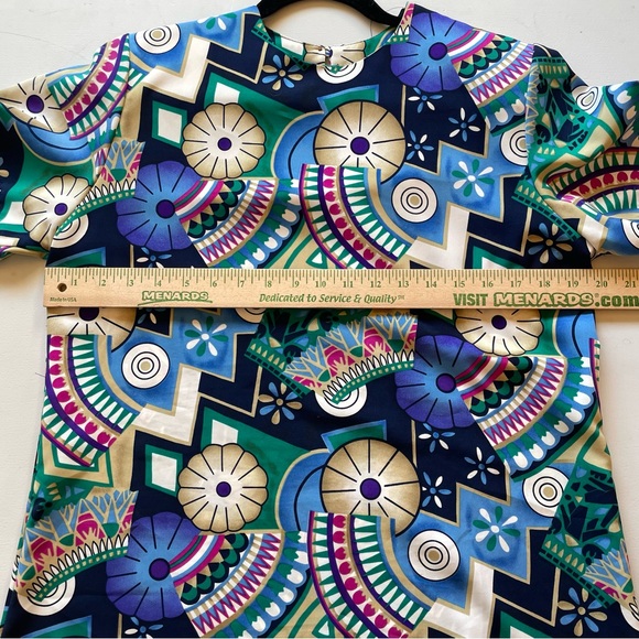 Vintage Abstract Funky Print Petite Sophisticate Silky Blouse sz 10 90s Y2k - Picture 4 of 7